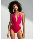 Express Womens Velvet Cut-out One-piece