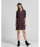Express Ruched Puff Sleeve Fit And Flare Dress