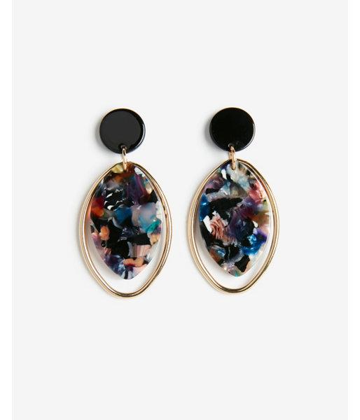 Express Womens Floating Resin Oval Drop Earrings