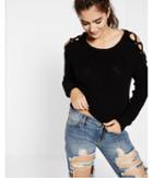 Express Womens Lace-up Cold Shoulder Pullover
