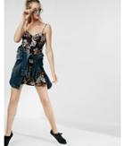 Express Womens Floral Print Ruffle Hem Button Front Cami Dress