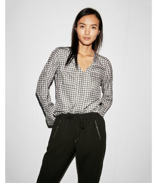 Express Womens Gingham V-neck Top
