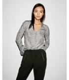 Express Womens Gingham V-neck Top