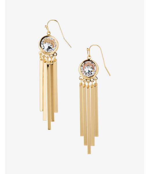 Express Cubic Zirconia Bezel Stick Drop Earrings