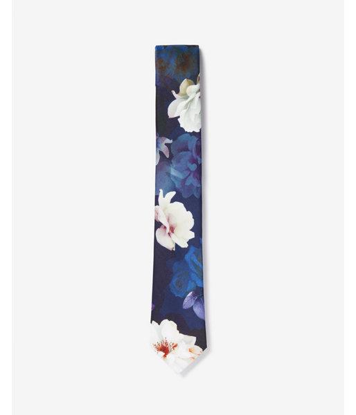 Express Mens Narrow Oversized Floral Print Tie