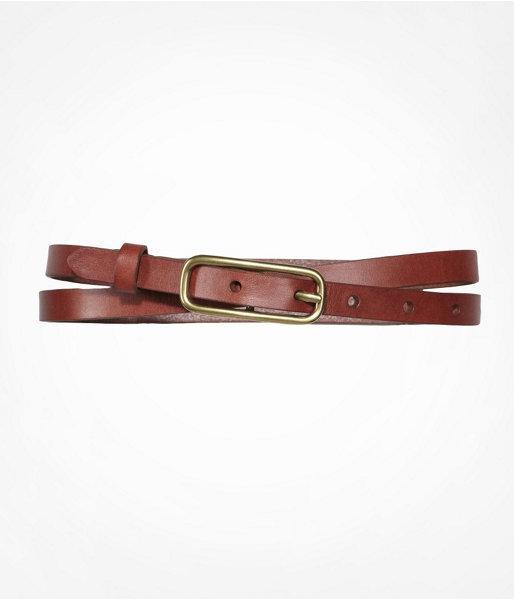 Womens Leather Skinny Belt Brown Medium