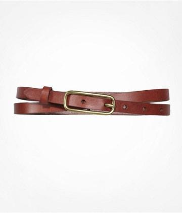 Womens Leather Skinny Belt Brown Medium