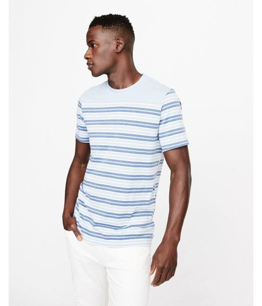 Express Mens Burnout Striped Crew Neck Tee
