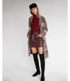 Express Womens Textured Plaid Cocoon Coat