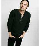 Express Long Sleeve Waffle Knit Henley