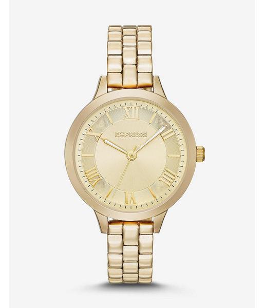 Express Mens Gold Analog Bracelet Watch