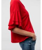 Express Womens Textured Tiered Ruffle Sleeve V-neck Top