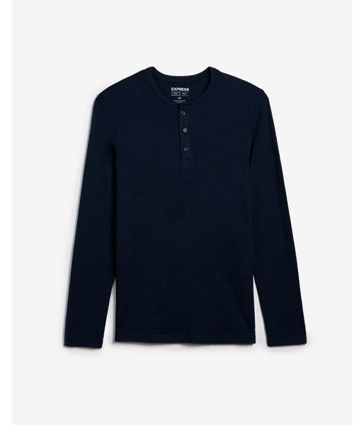 Express Mens Slim Supersoft Long Sleeve Henley Tee