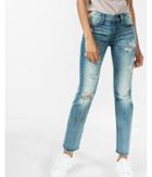 Express Mid Rise Distressed Stretch Straight