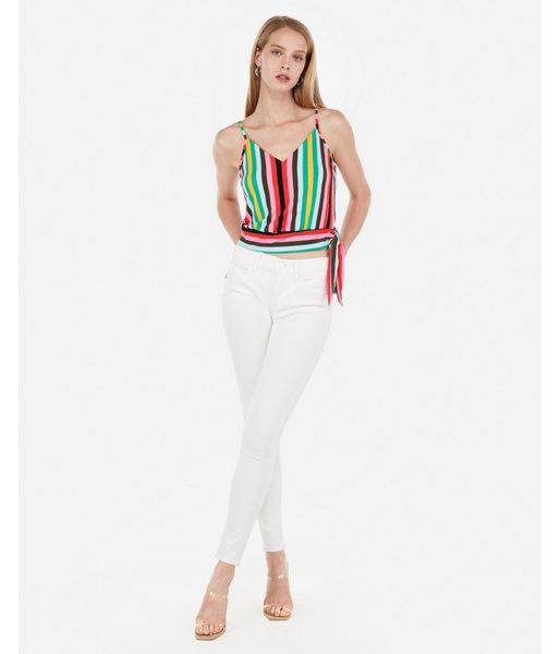 Express Womens Express One Eleven Stripe Side Tie Cropped Wrap Tank