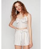 Express Womens High Waisted Striped Side Tie Linen-blend