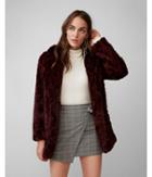 Express Womens Textured Faux Fur Coat