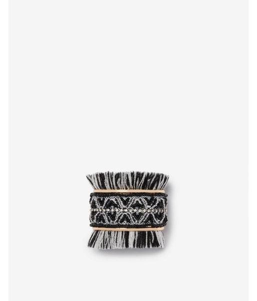 Express Womens Diamond Stud Seed Bead Fringe Cuff Bracelet
