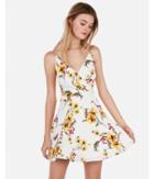 Express Womens Floral Surplice Fit And Flare Cami Dress