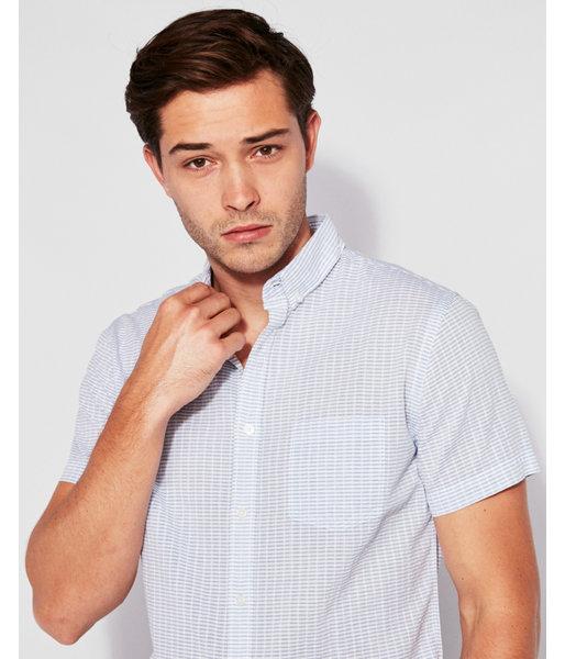 Express Mens Slim Striped Button-down Short