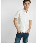 Express Mens Hula Print Short Sleeve Button-up