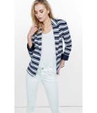 Express Women's Suits Navy And White Horizontal Stripe Knit Blazer