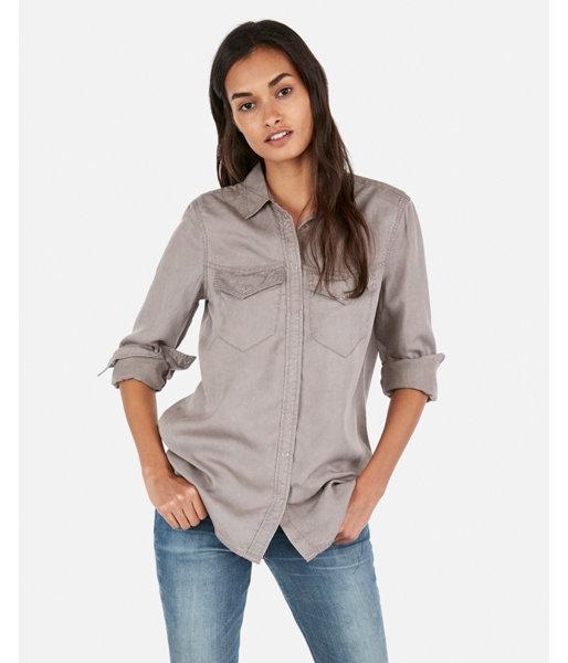 Express Womens Western Button-down Pocket Twill