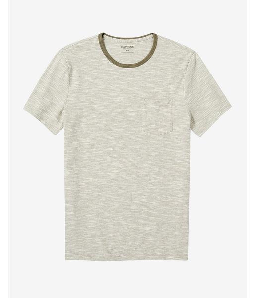 Express Mens Fine Striped Crew Neck Pocket T-shirt