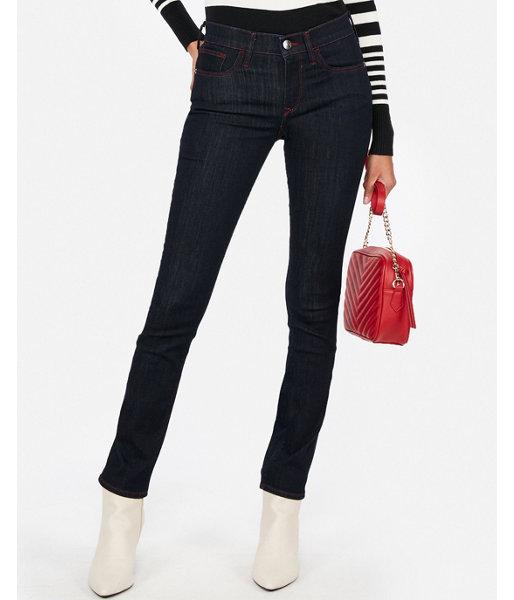 Express Womens Mid Rise Contrast Stitch Stretch Super