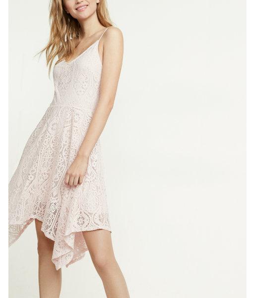 Express Lace Hi-lo Fit And Flare Dress