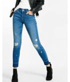 Express Womens Mid Rise Distressed Super Skinny Ankle Jeans