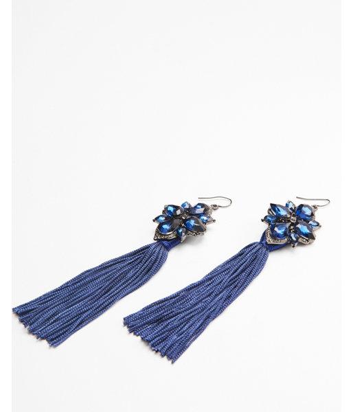 Express Womens Ornate Stone And Tassel Drop Earrings