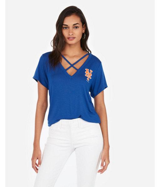 Express Womens New York Mets Soft Strappy Boyfriend Tee