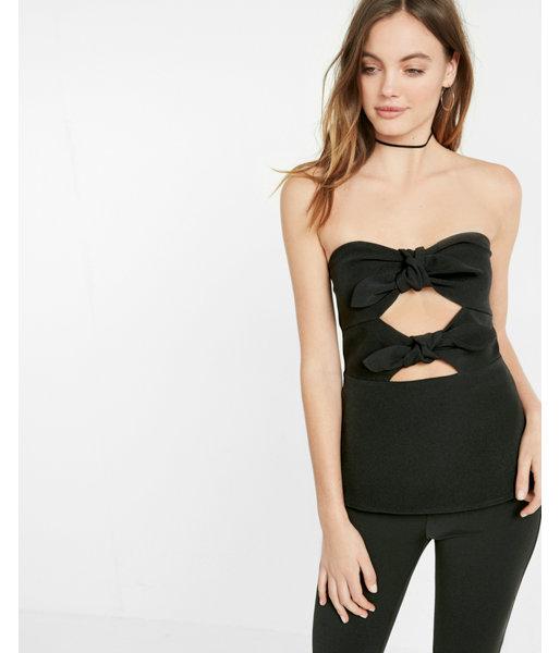 Express Womens Tie Front Peplum Top