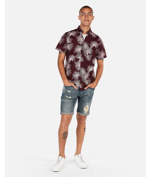 Express Womens Slim Floral Button-down