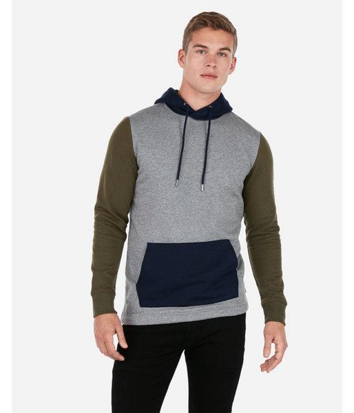 Express Mens Color Block Fleece Hoodie