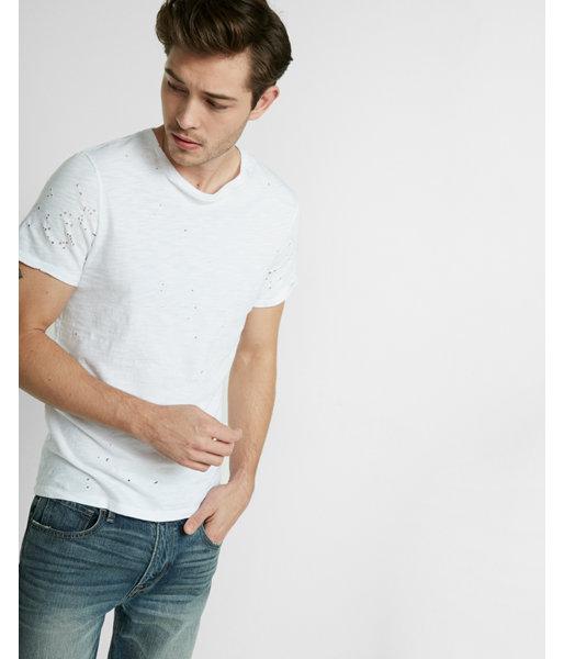 Express Mens Destroyed Crew Neck Tee