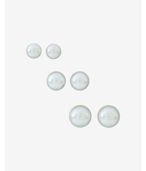 Express Womens Set Of Three Faux Pearl Post Earrings