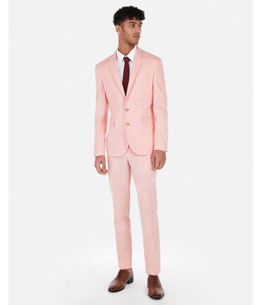 Express Mens Slim Coral Stripe Stretch