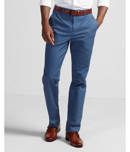 Express Mens Skinny Innovator Blue Stretch Cotton Dress Pant