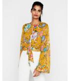Express Womens Floral Tie Front Bell