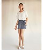 Express Womens Flutter Sleeve Linen-blend Top