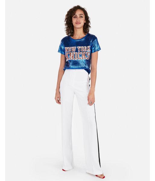 Express Womens New York Knicks Nba Sequin Cropped Tee