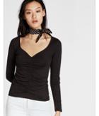 Express Sweetheart Neck Ruched Front Tee