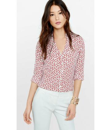 Express Women's Tops Original Fit Outlined Anchor Print Portofino