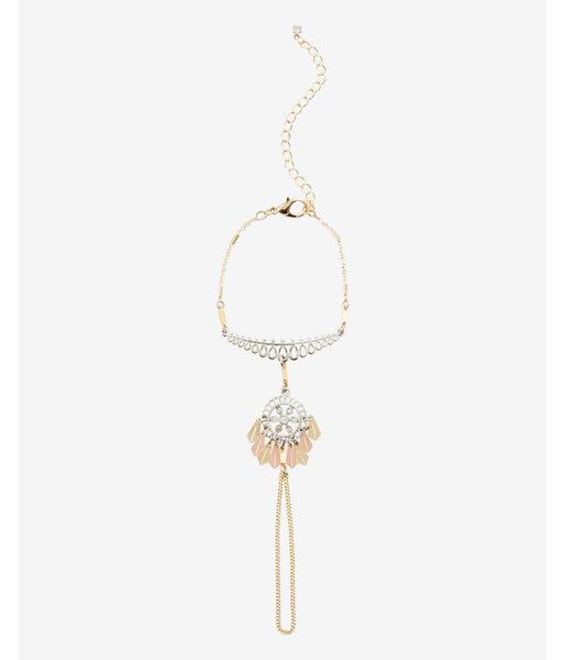 Express Womens Two Tone Filigree Hand Chain Bracelet