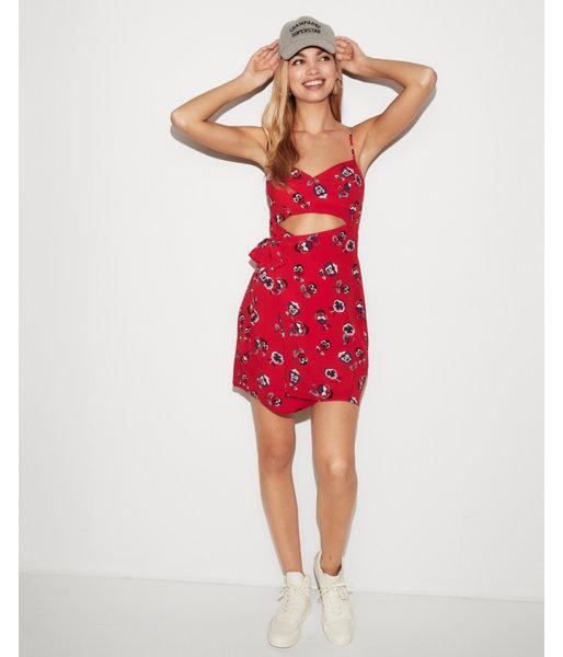 Express Womens Floral Cut-out Wrap Dress