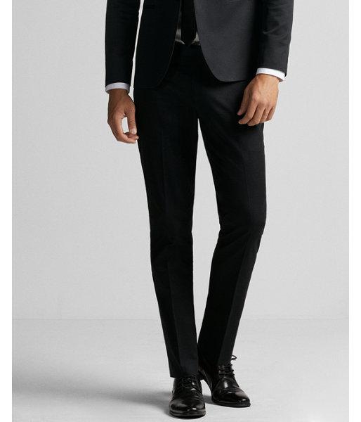 Express Mens Skinny Innovator Black Satin Accent Tuxedo Pant