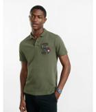 Express Mens Military Patch Embellished Pique Polo