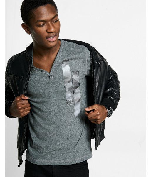 Express Mens Heads High Y-neck Henley